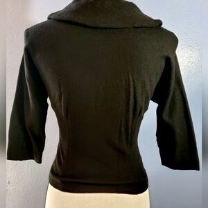 ADELAAR Vintage Black 100% Wool Fitted Half Sleeve Sweater – Size 14